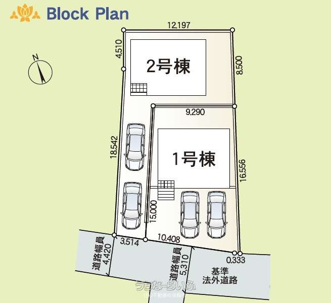 区画図 : 保育園まで徒歩2分♪2台並列駐車OK☆