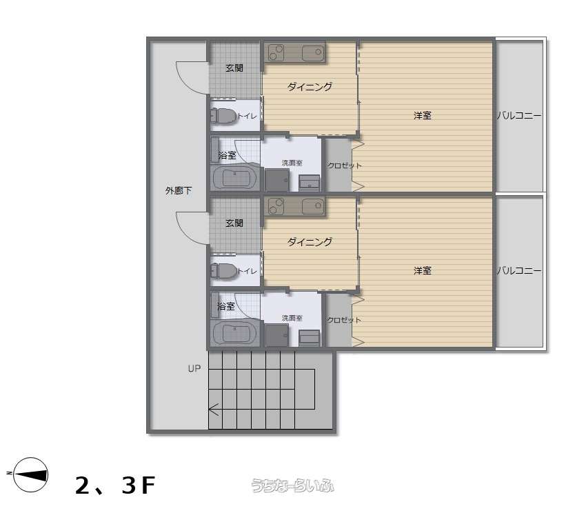 ２、３階アパート間取 全４部屋、満室です