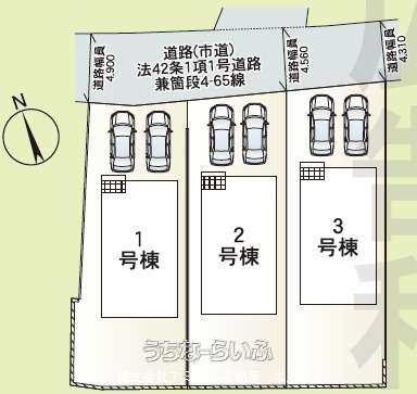 区画図 : 1号棟/全3棟