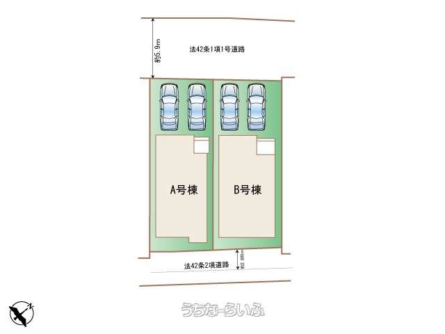 区画図 : 全体区画図☆並列駐車２台可能♪