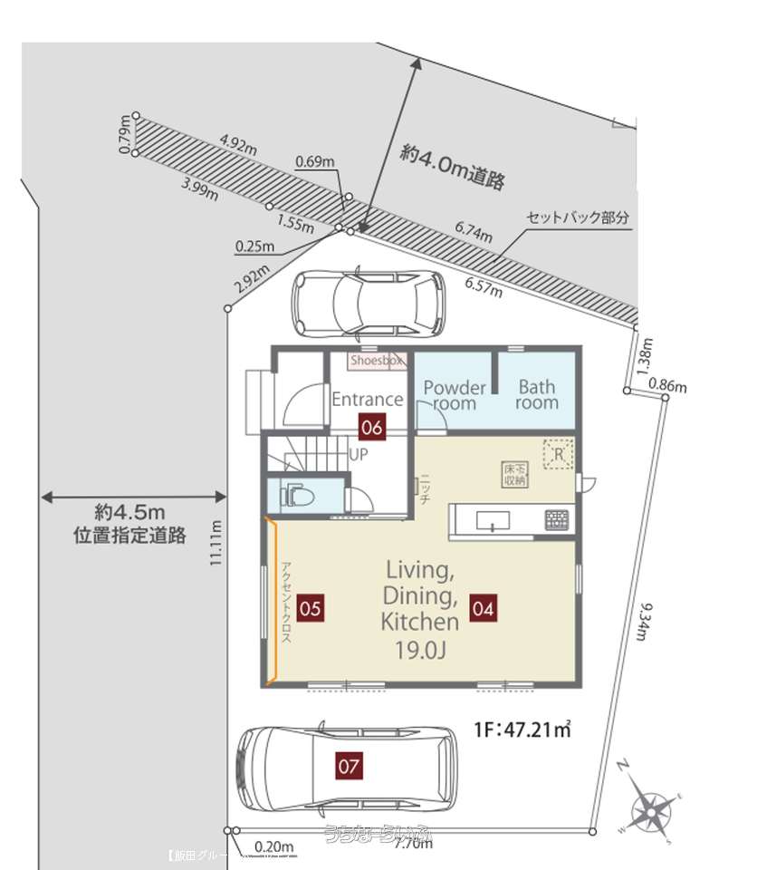 区画図 : 駐車スペース2台♪