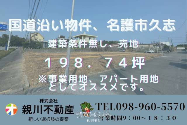 名護市 土地 売却 180坪 畑 原野に変更可 250万円 名護市